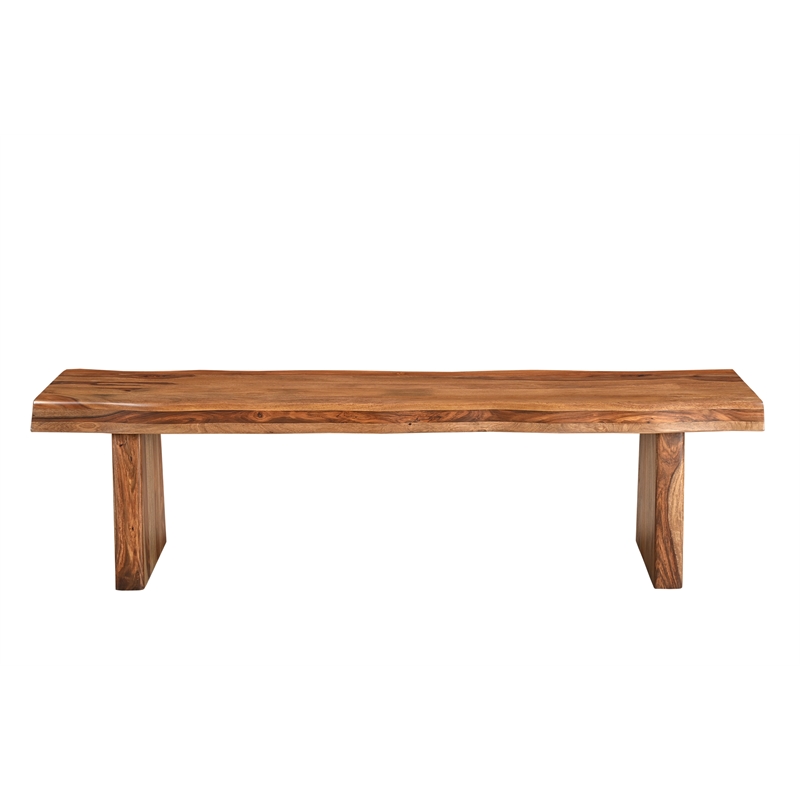 Pemberly Row Mid-Century 6-piece Live Edge Wood Dining Set in Brown