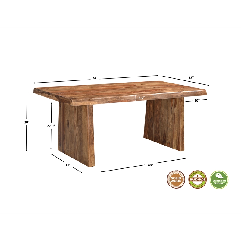 Pemberly Row Mid-Century 6-piece Live Edge Wood Dining Set in Brown