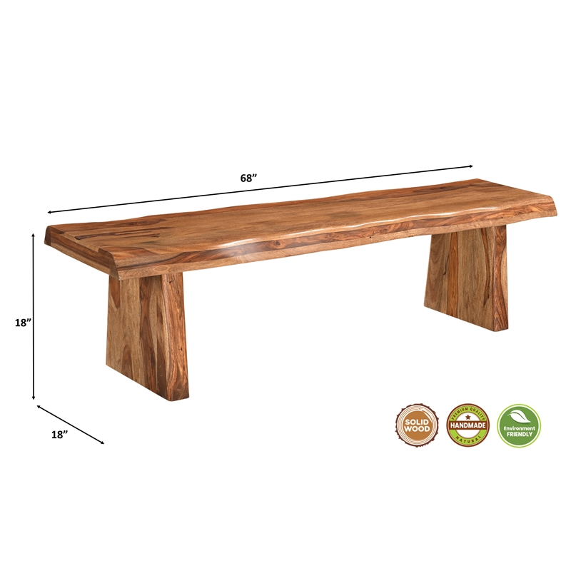 Pemberly Row Mid-Century 6-piece Live Edge Wood Dining Set in Brown