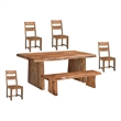 Pemberly Row Mid-Century 6-piece Live Edge Wood Dining Set in Brown