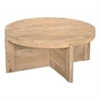 Pemberly Row Contemporary Round Solid Wood Coffee Table in Beige