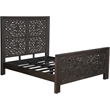 Pemberly Row Floral Carved Solid Wood Queen Panel Bed in Black