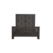 Pemberly Row Floral Carved Solid Wood Queen Panel Bed in Black