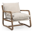 Pemberly Row Upholstered Solid Wood Accent Chair in Beige/Brown