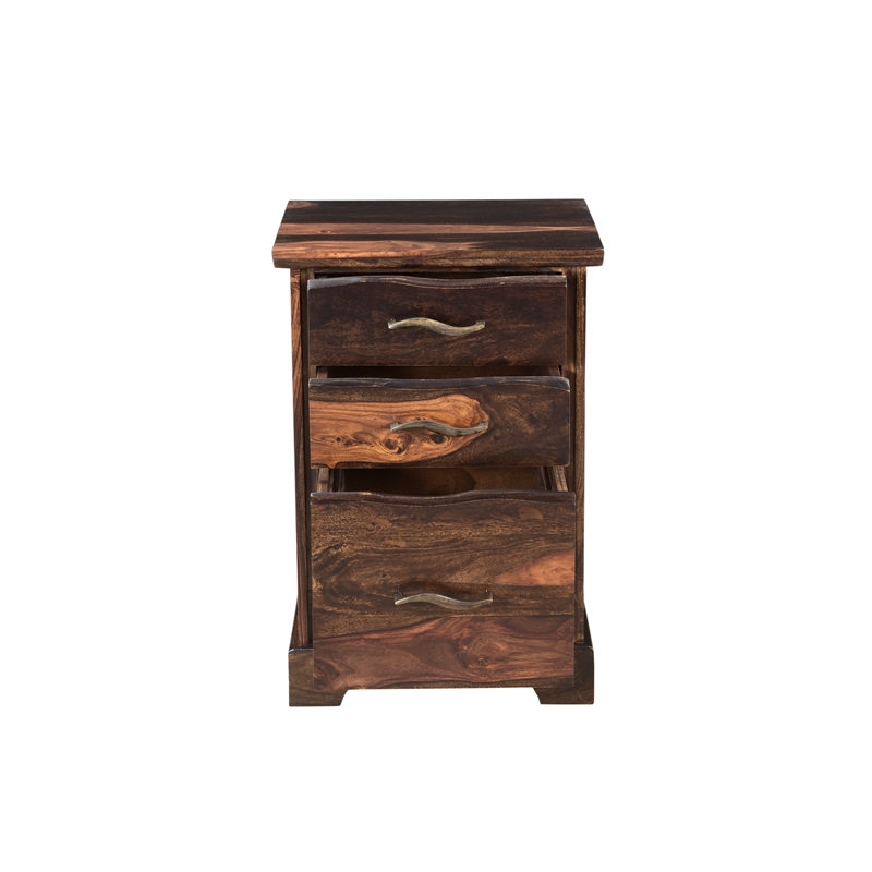Pemberly Row 2-piece Live Edge Solid Wood Desk Set in Dark Brown