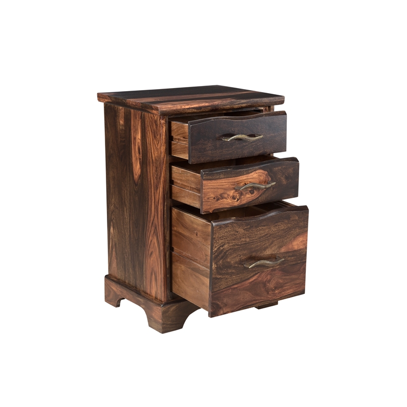 Pemberly Row 2-piece Live Edge Solid Wood Desk Set in Dark Brown