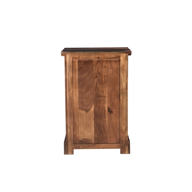 Pemberly Row 2-piece Live Edge Solid Wood Desk Set in Dark Brown