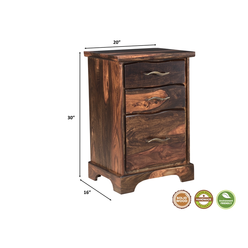 Pemberly Row 2-piece Live Edge Solid Wood Desk Set in Dark Brown