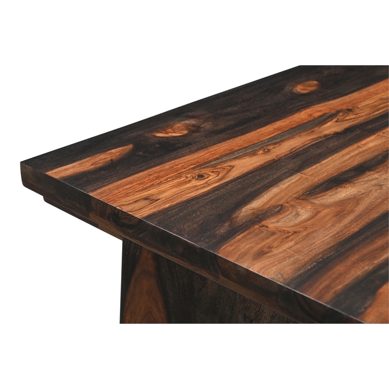 Pemberly Row 2-piece Live Edge Solid Wood Desk Set in Dark Brown