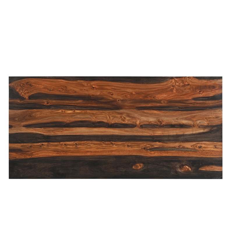 Pemberly Row 2-piece Live Edge Solid Wood Desk Set in Dark Brown