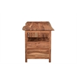 Pemberly Row Mid-Century 2-piece Live Edge Solid Wood Desk Set in Brown