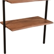 Pemberly Row Mid-Century 2-piece Live Edge Solid Wood Desk Set in Brown