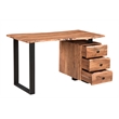 Pemberly Row Mid-Century 2-piece Live Edge Solid Wood Desk Set in Brown