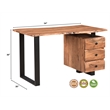 Pemberly Row Mid-Century 2-piece Live Edge Solid Wood Desk Set in Brown