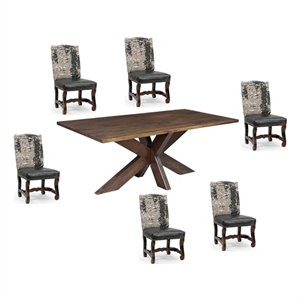 Pemberly Row 7-piece Live Edge Solid Wood Dining Set in Brown