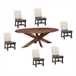 Pemberly Row 7-piece Live Edge Solid Wood Dining Set in Brown