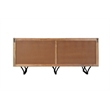Pemberly Row 4-Door Geometric Pattern Solid Wood Sideboard in Beige