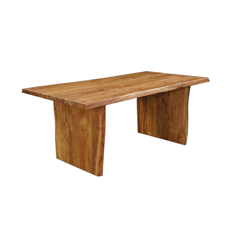 Pemberly Row 7-piece Live Edge Solid Wood Dining Set in Brown