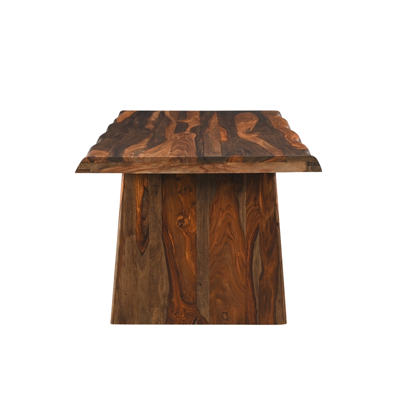 Pemberly Row Dark Brown Wood 7-Piece Dining Set with Live Edge Table and Chairs