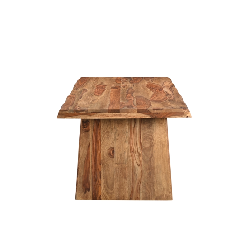 Pemberly Row Brown Solid Wood 7-Piece Dining Set with Live Edge Table and Chairs