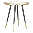 Pemberly Row Contemporary Iron Stainless Steel Glass and MDF End Table in Black