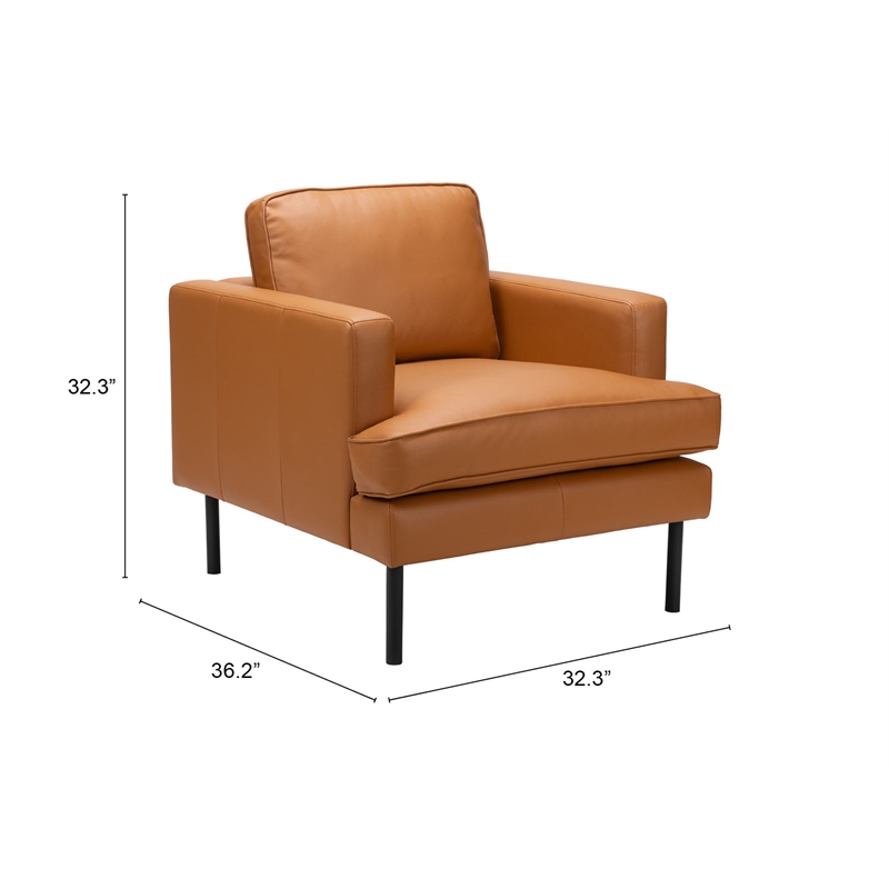 Pemberly Row Contemporary Plush Faux Leather Upholstered Armchair in Brown/Black