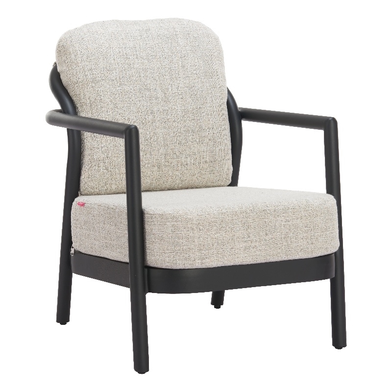 Pemberly Row Contemporary Aluminum Outdoor Accent Chair Beige