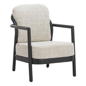 Pemberly Row Contemporary Aluminum Outdoor Accent Chair Beige