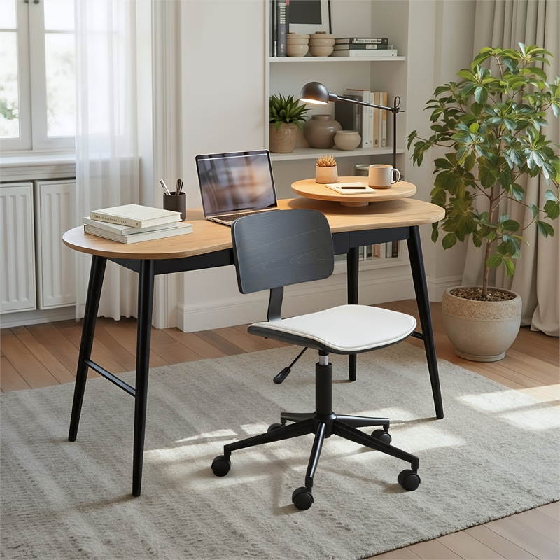 Pemberly Row Contemporary Engineered Wood Office Chair White & Black