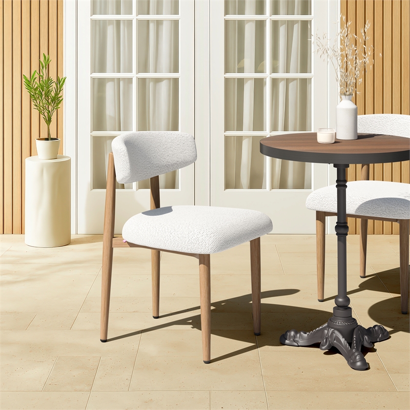 Pemberly Row Contemporary Aluminum Outdoor Dining Chair White