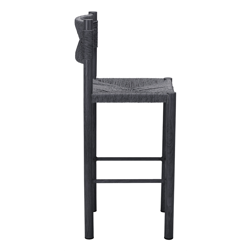 Pemberly Row Contemporary Assembled Aluminum Outdoor Barstool Black