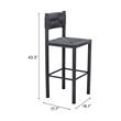 Pemberly Row Contemporary Assembled Aluminum Outdoor Barstool Black