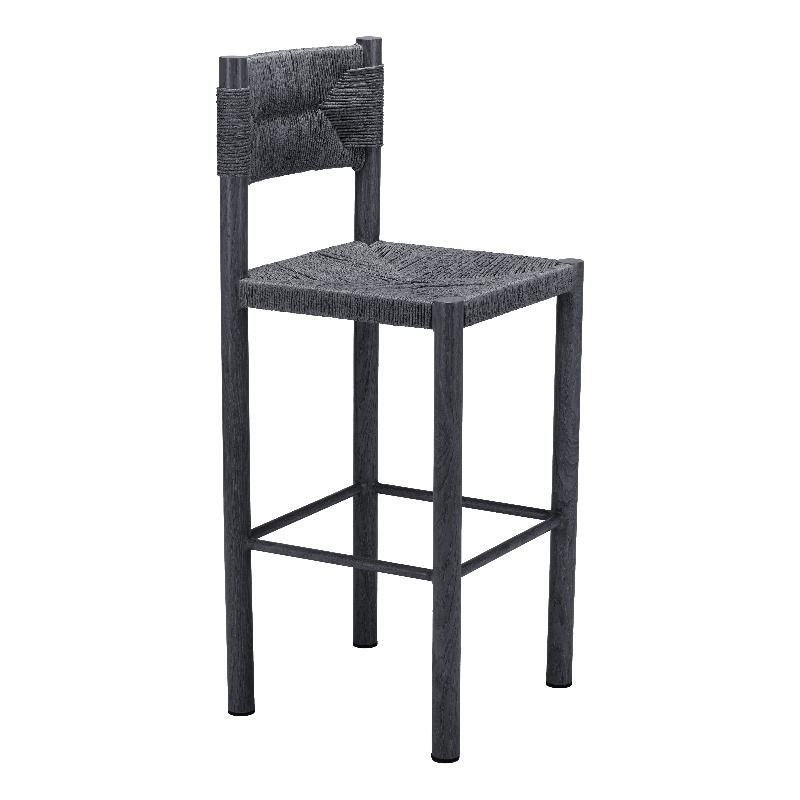 Pemberly Row Contemporary Assembled Aluminum Outdoor Barstool Black