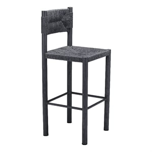 Pemberly Row Contemporary Assembled Aluminum Outdoor Barstool Black