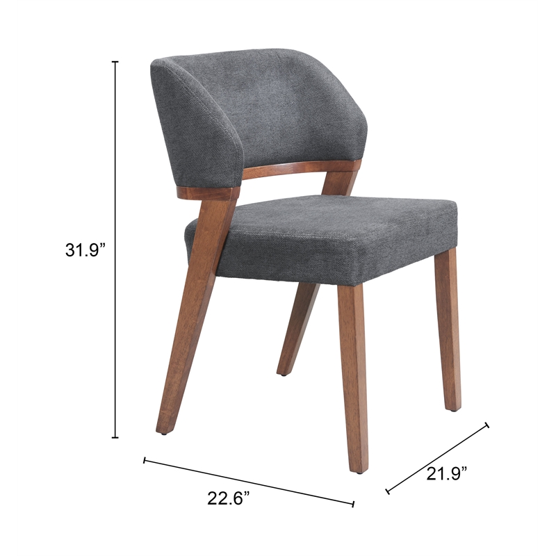 Pemberly Row Contemporary Solid Wood Dining Chair Azure Gray & Walnut
