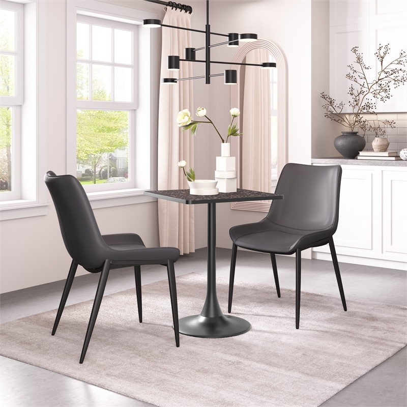 Pemberly Row Contemporary Engineered Wood Dining Chair Black