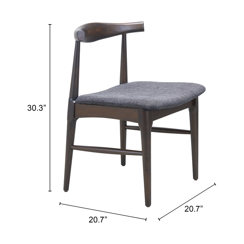 Pemberly Row Contemporary Solid Wood Dining Chair Gray & Espresso