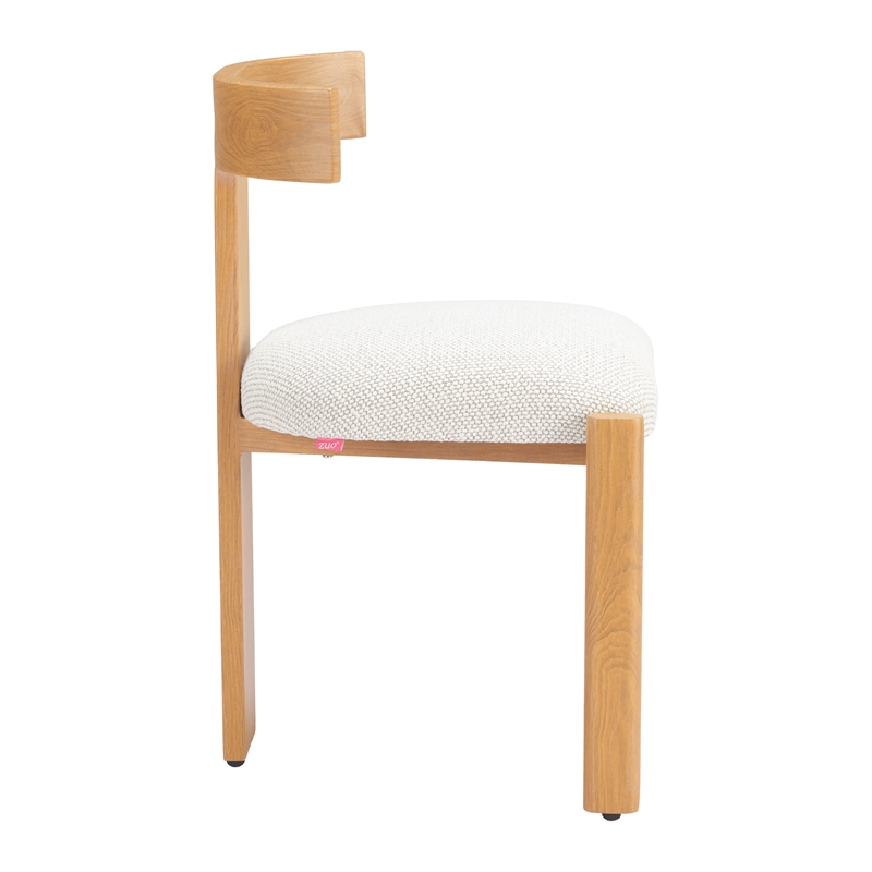Pemberly Row Contemporary Outdoor Dining Chair Natural & Beige