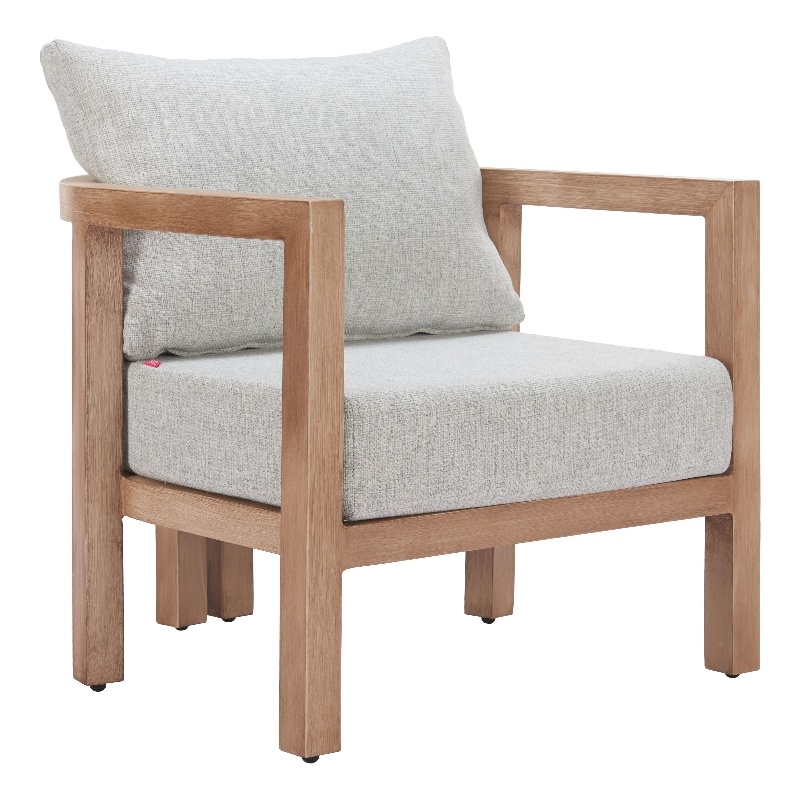 Pemberly Row Contemporary Assembled Aluminum Outdoor Armchair Gray