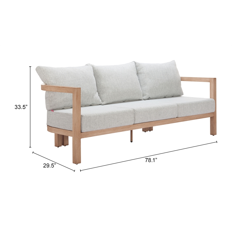 Pemberly Row Contemporary Assembled Aluminum Outdoor Sofa Gray