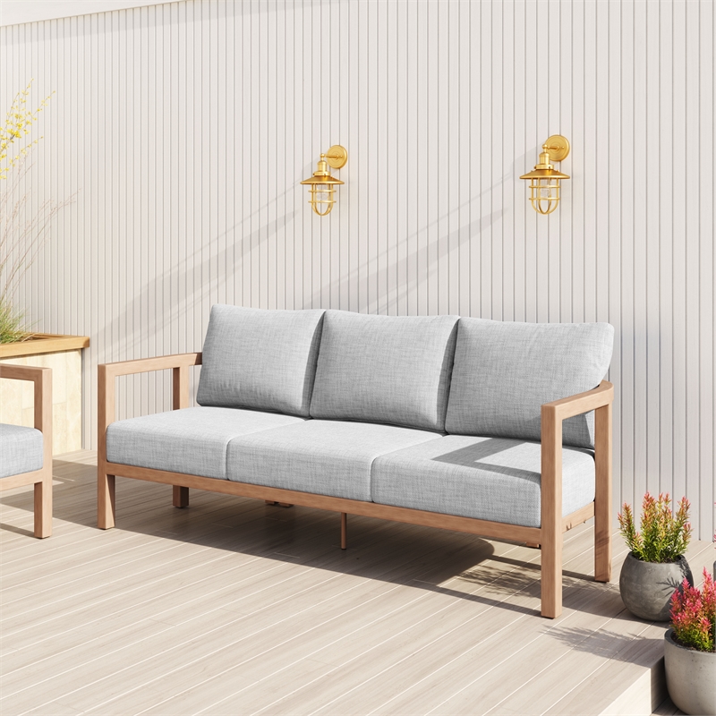 Pemberly Row Contemporary Assembled Aluminum Outdoor Sofa Gray