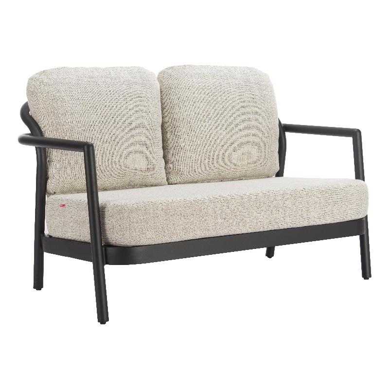 Pemberly Row Contemporary Assembled Aluminum Outdoor Loveseat Beige