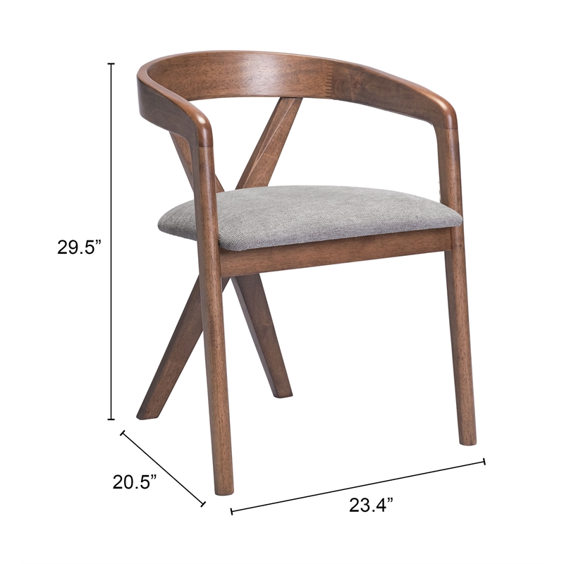 Pemberly Row Contemporary Solid Wood Dining Chair Dove Gray & Walnut