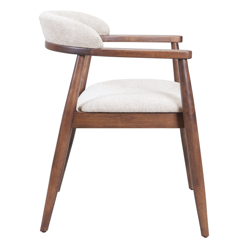 Pemberly Row Contemporary Solid Wood Dining Chair Beige & Walnut