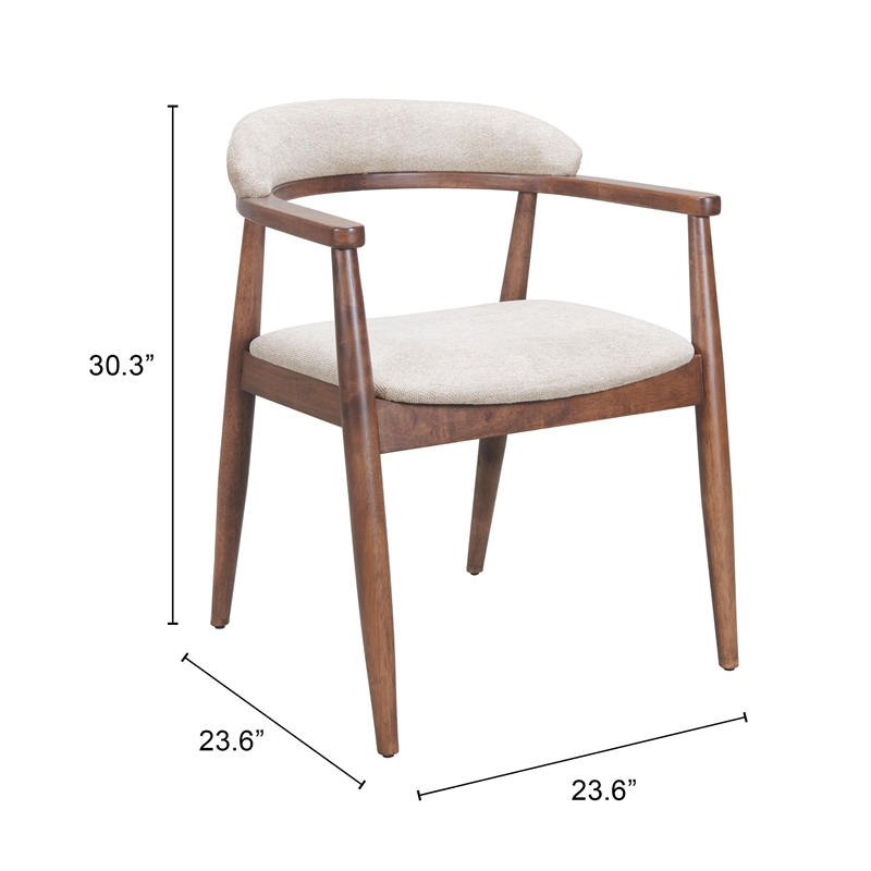 Pemberly Row Contemporary Solid Wood Dining Chair Beige & Walnut