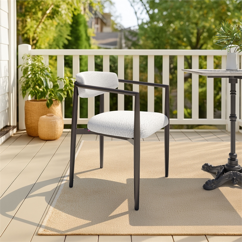 Pemberly Row Contemporary Aluminum Outdoor Dining Chair White