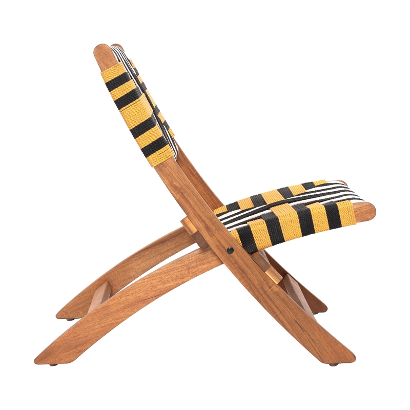 Pemberly Row Contemporary Solid Wood Outdoor Lounge Chair Multicolor