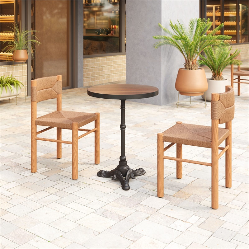 Pemberly Row Modern / Contemporary Metal Dining Table Walnut