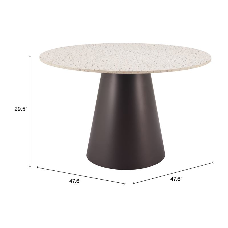Pemberly Row Modern / Contemporary Metal Dining Table Beige & Bronze