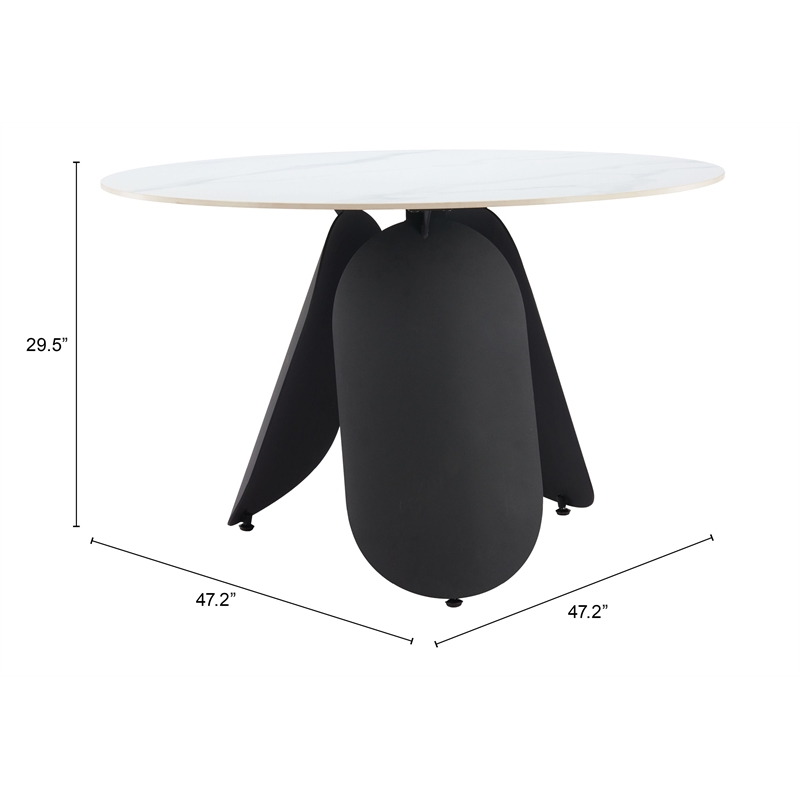 Pemberly Row Modern / Contemporary Metal Dining Table White Finish
